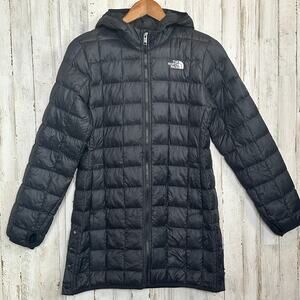 North Face Girls Thermoball Eco Puffer Jacket Coat XL Black Hooded Gorpcore EUC